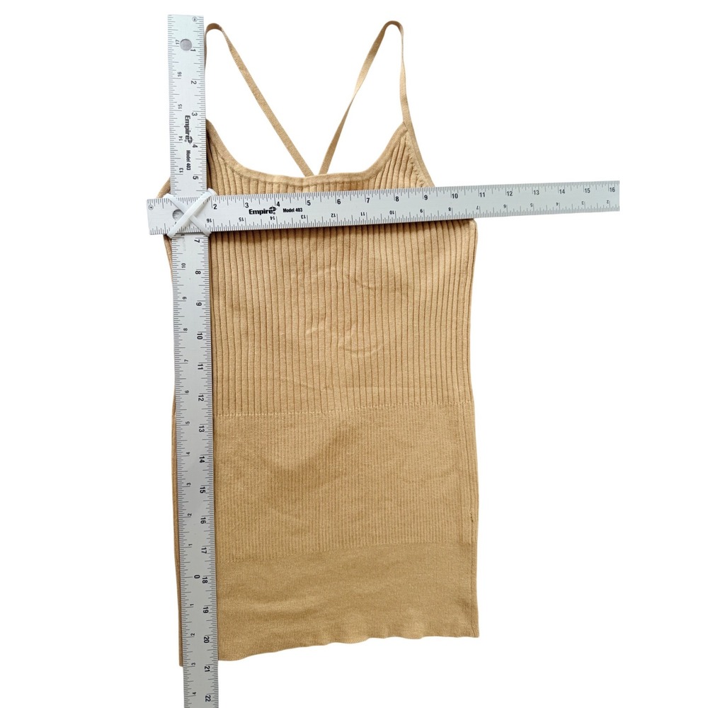 Max Studio Camisole Women S Tan Silk Cashmere Ribbed Cross Back Tank - Picture 8 of 8